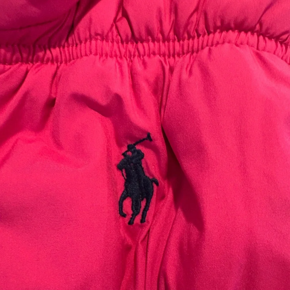 Ralph Lauren Girls Puffer Vest Reversible Down L‎ 12/14 Pink Blue Preppy Outdoor
